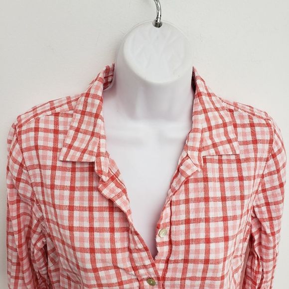 Vineyard Vines Quarter Button Up Gingham Top Size 6 - Picture 2 of 6